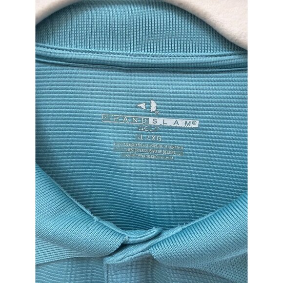 Grand Slam Mens Turquoise Polo Shirt Size L/XL Short Sleeve Lightweight Polyeste - Picture 2 of 4